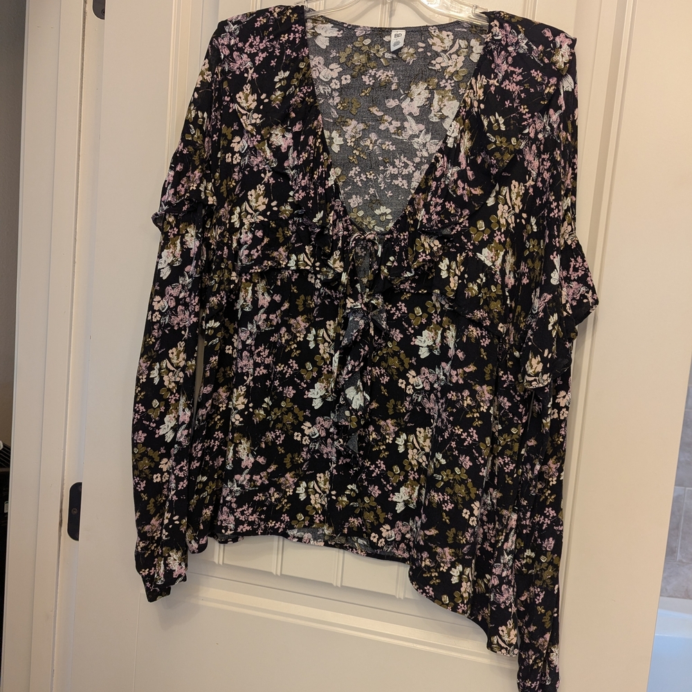 BP Black and Pink Floral Blouse